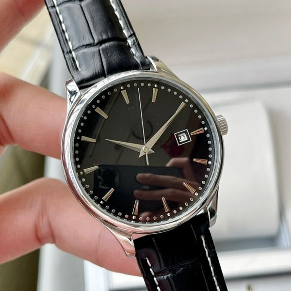 

watch mans watch 40mm automatic mechanical wristwatches business leather montre de luxe watches for men, Slivery;brown