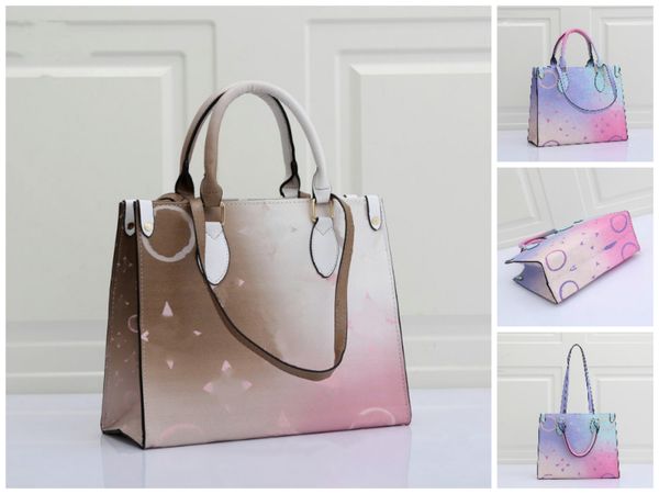 

l latest styles onthego tote bag designers handbag glamour gradient colour leather higt quality spring in the city rainbow rendering