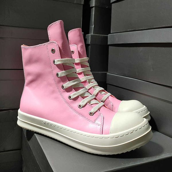 

brand casual shoes new summer high men's and women's skates pink casual sports leather high soled lovers, Black