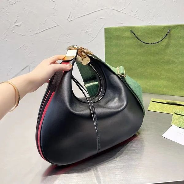 

fashion designer attache shoulder bags women crossbody purses luxury handbags hasp croissant handbag webbing strap cross body bag