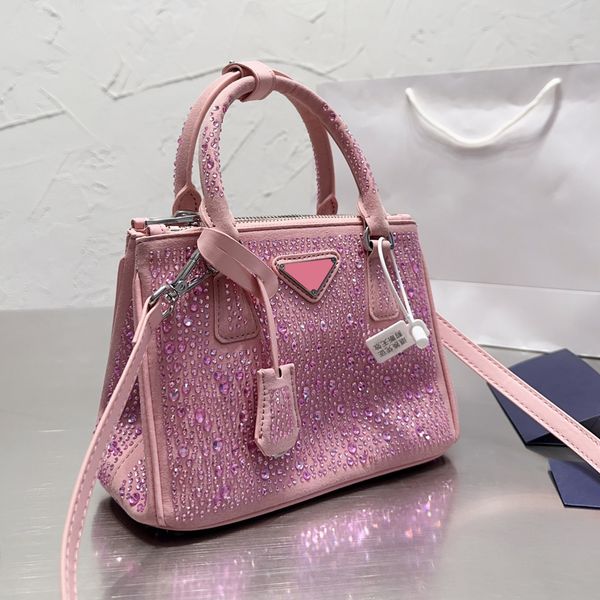 

galleria shiny diamond handle totes shopping bags shimmer saffiano leather multi pochette with long shoulder strap crossbody sac designer la