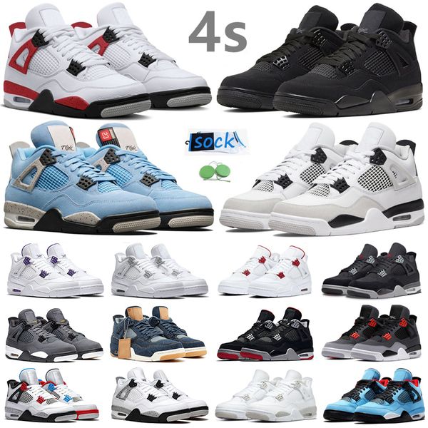 

jumpman 4 4s men women basketball shoes violet ore sail military black cat white oreo red thunder cement university blue midnight navy mens