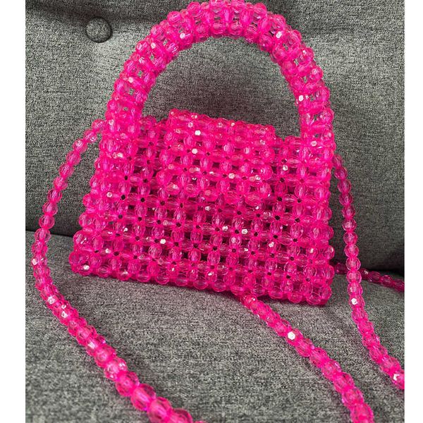 

evening bag long chain customized green bead bag hand-woven celebrity purses ladies handbags