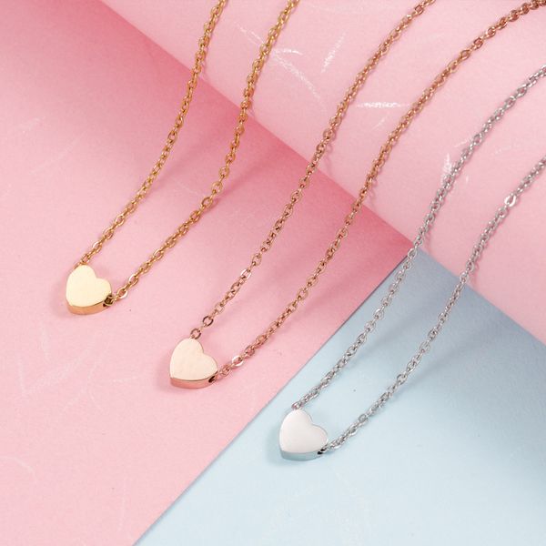 

cute heart necklace for women 18k gold plated pendant necklace simple for women dainty layered choker necklaces, Silver