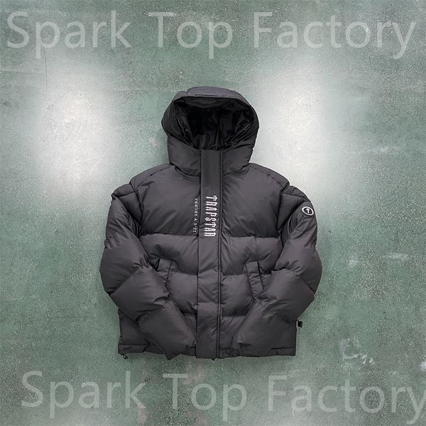 

trapstar jacket waterproof down 2.0 men decoded hooded puffer - black 1to1 quality embroidered women's coat eu sizes xs- spark factor