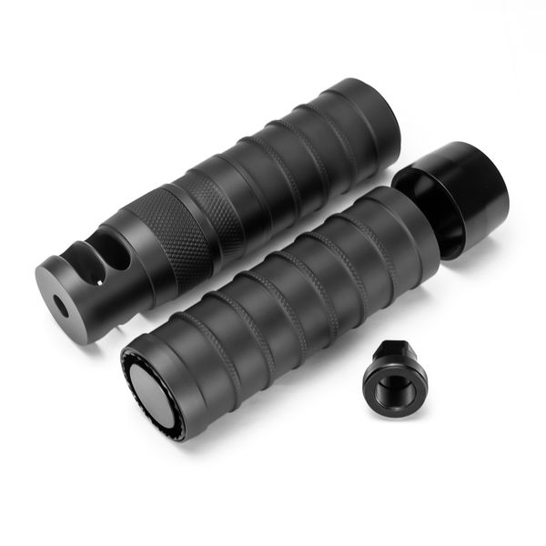 

1.72"od modular fuel filter cleaning tube stainless steel mst solvent trap 1/2x28 and 5/8x24 thread with muzzle brake for .22 9mm