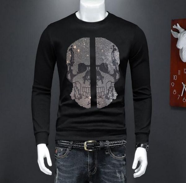 

2023 borunke men rhinestone pullover sweatshirt casual men winter men pullover, Black