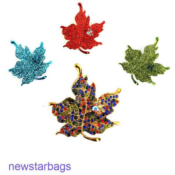 

manufacturer gift wholesale new diamond inlaid maple leaf brooch better alloy accessories exquisite color lady, Gray