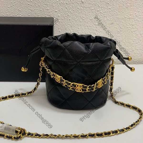 

2023 early spring caviar cowhide drawstring bags on chain mini designer bag quilted diamond wallets luxury handbag ladies bucket shoulder sa