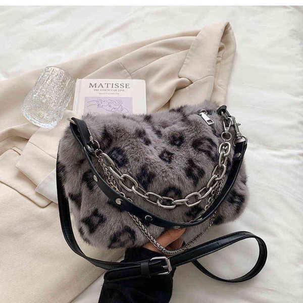 

winter warm plush shoulder bag female luxury designer fluffy faux fur crossbody bags for women chain handbags