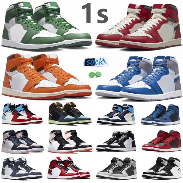 

1 1s mens basketball shoes sneaker lost found true blue gorge green yellow toe starfish bred patent dark mocha grey fog denim shadow men wom, Black