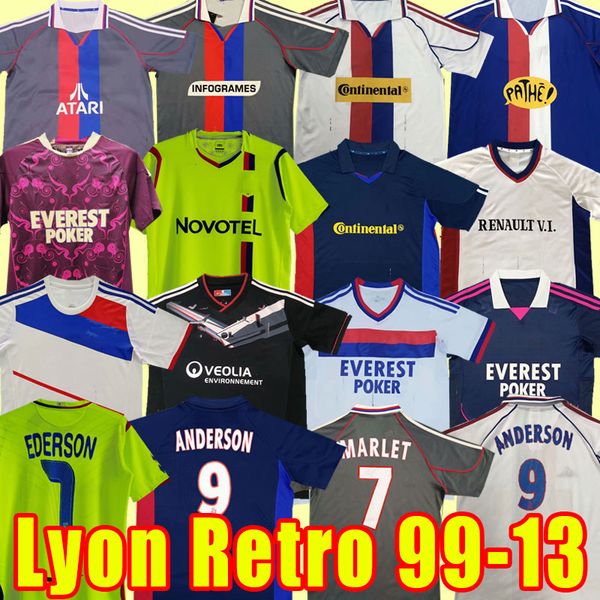 

retro lyonnais lyon soccer jerseys carriere govou gourcuff toulalan juninho bastos benzema marlet maillot de football shirt classic 00 01 02, Black;yellow