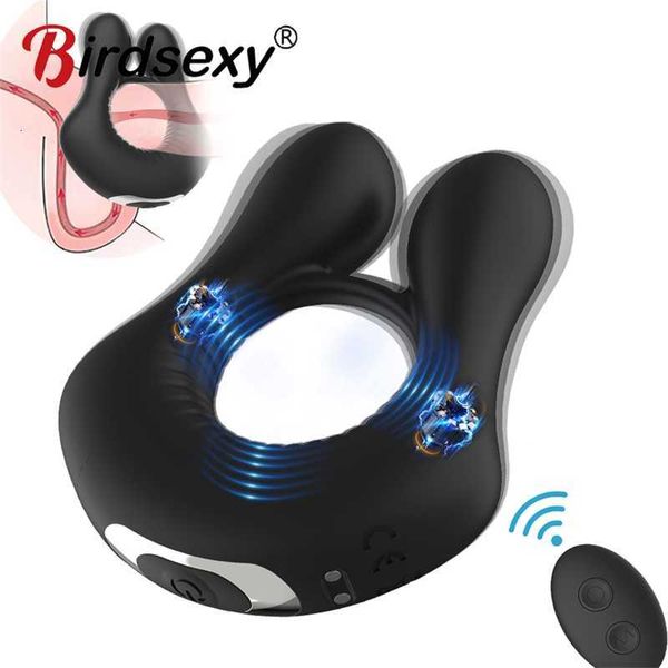 

toy massager wireless remote vibrating penis ring dildo vibrator stretchy delayed ejaculation cock toys for men prostate massager