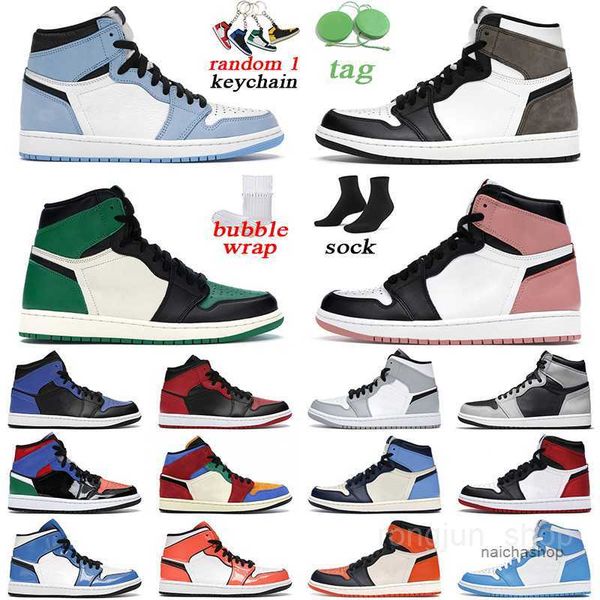 

jumpman 1 mid men women 1s basketball shoes university blue hyper royal pine green mens trainer sports sneakers