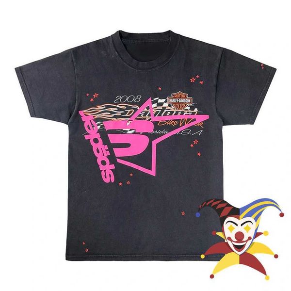 

men's t-shirts pink young thug sp5der 555555 t shirt men women 1 quality puff print spider web pattern t-shirt tees t230111, White;black