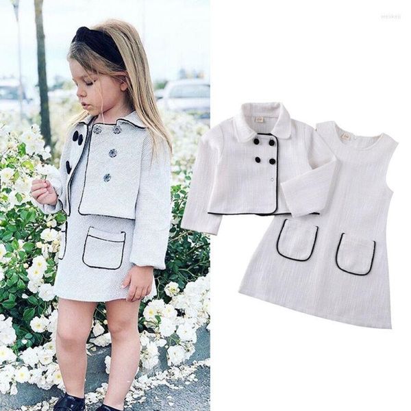 

clothing sets clothing sets kids clothes autumn winter knitwear baby girls set skirt tracksuit suit children for toddler z230726, White