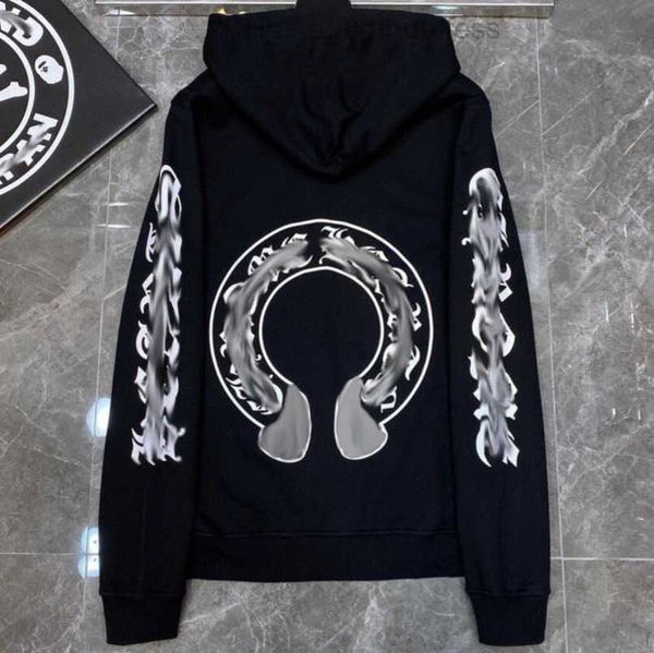 

luxury jackets mens fashion sweatshirts designer hoodies ch men women zipper cross scroll simple hooded sweater pullover hoodie casual coat, Black