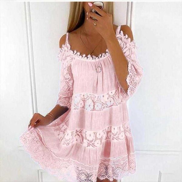 

22 years princess style dress off shoulder lace strap casual solid color loose, Black;gray