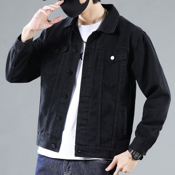 

men's jackets denim jacket men's work jacket men's casual spring and autumn multi-color coat, Black;brown