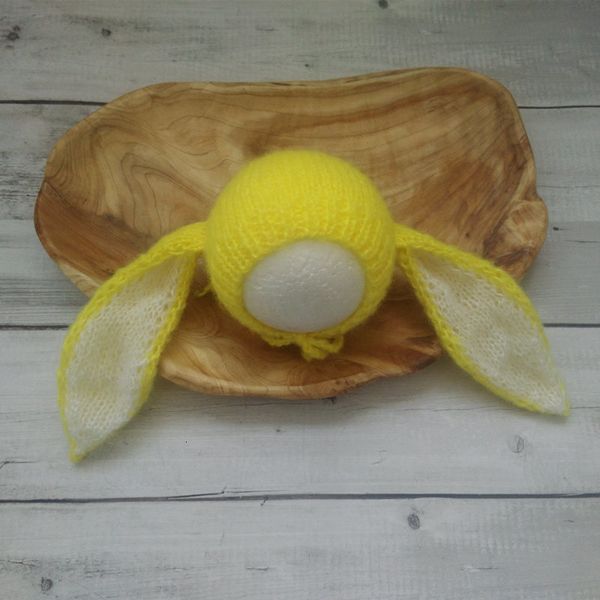 

caps hats born hat pography props angola mohair handmade knit big ear bunny hat for pography props 230111, Yellow