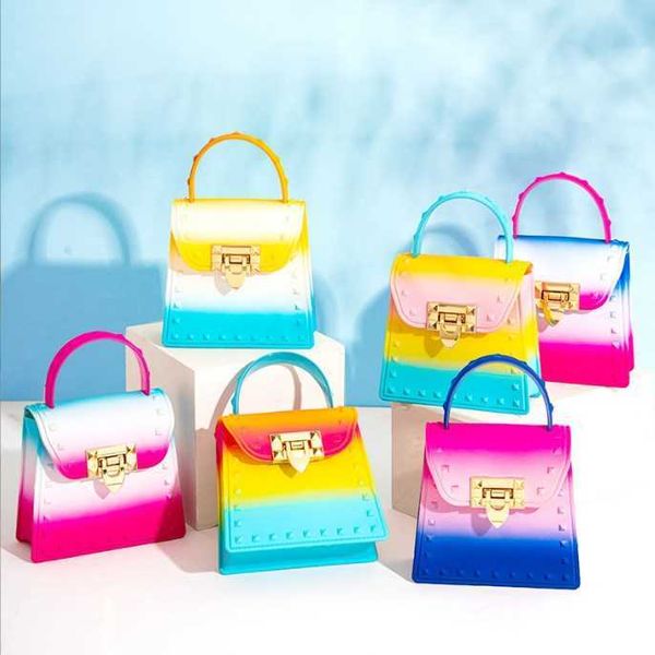 

sales beach small jelly shoulder handbag rainbow gradients tote bags