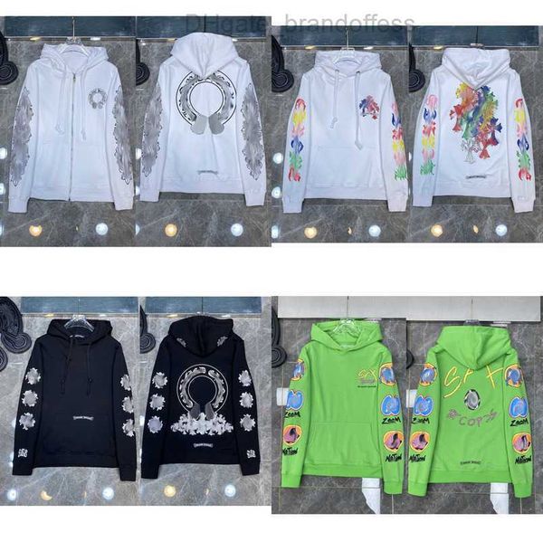 

luxury mens jackets fashion sweatshirts designer hoodies ch men women zipper cross scroll simple hooded sweater pullover hoodie casual coat, Black