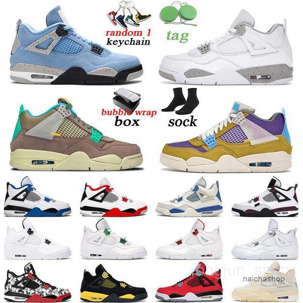 

with original box 4 desert moss men women basketball shoes jumpman 4s university blue fire red black cat white oreo mens trainer sports