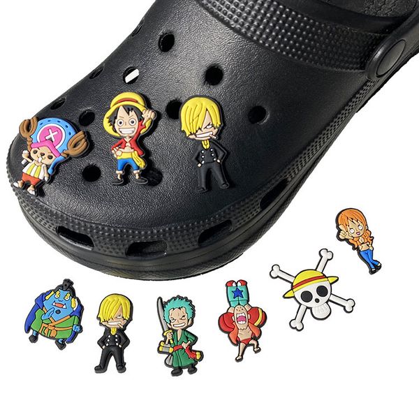 

anime charms wholesale childhood memories comic one piece funny gift cartoon charms shoe accessories pvc decoration buckle soft rubber clog, Blue