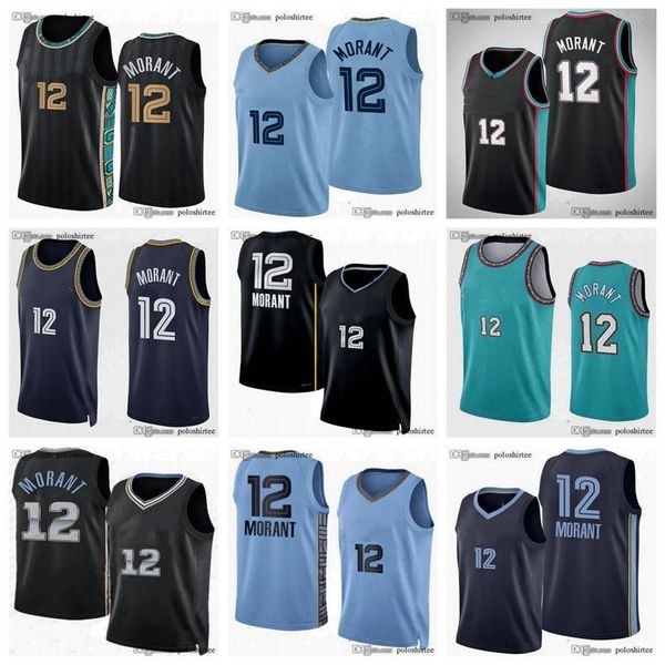 

ja morant 12 basketball jerseys edition city jersey 2023 men kids, Black;red