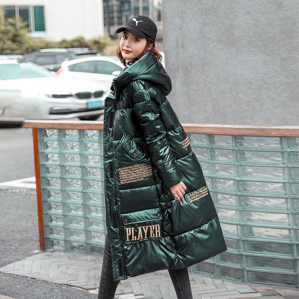 

women's down parkas winter cold coat super parka hooded long padded jacket snow outercoat wholesale bright korean fashion 230111, Black