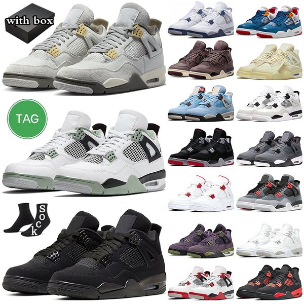 

men 4 shoes basketball retro 4s womens sneakers violet ore pn dust midnight navy black cat canyon purple sail pure money