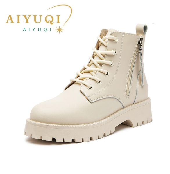 

boots genuine leather marton women autumn double zipper 039s ankle platform thick heel motorcycle 2211252286607, Black