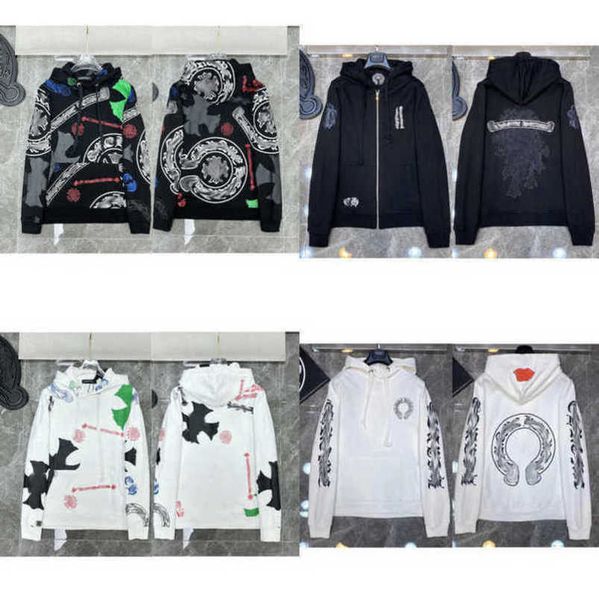 

men's luxury fashion jackets sweatshirts men women classic hoodies zipper hooded sweater designer cross pullover sanskrit hoodie casual, Black