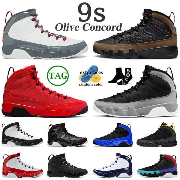 

5a s jumpman 9 retro 9s men basketball shoes fire red olive concord particle grey gym chile red racer blue unc bred citrus mens trainers out