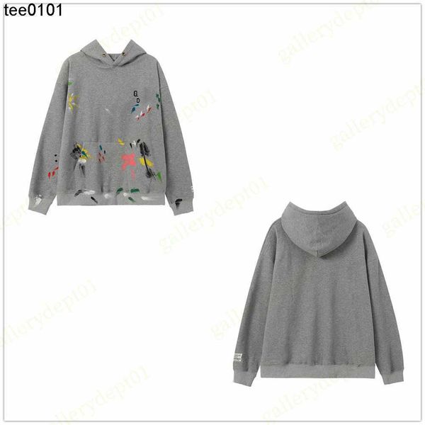 

men hoodie designer hoodies high street washed distressed men sweatshirts splash ink hip hop trend plus size sweaters hoody oversized hoodys, Black