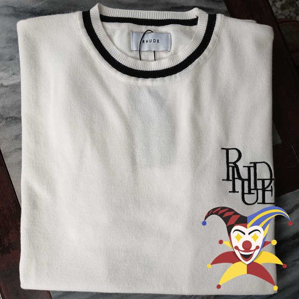 

men's t-shirts 2023ss knitted t shirt men women 1 1 loose embroidered tee inside tag t230111, White;black