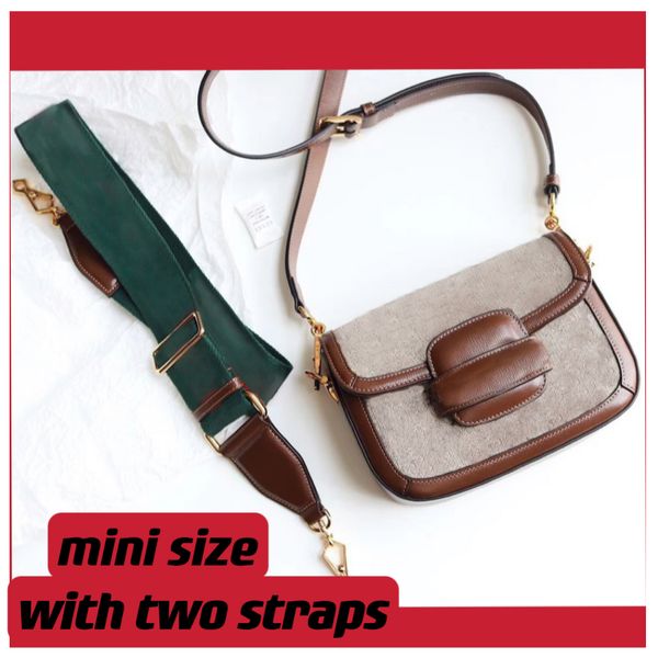 

the 1955 woman petite versions of crossbody bag beige ebony canvas two straps tonal leather/green and red nylon shoulder strap with dustbag