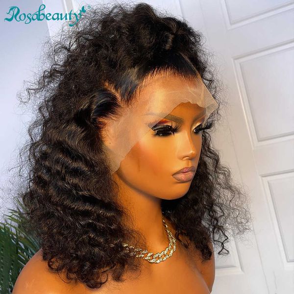 

lace wigs jerry curly 4x4 closure wig for women hd transparent 13*1 wig13x4 short bob frontal human hair 230106, Black;brown