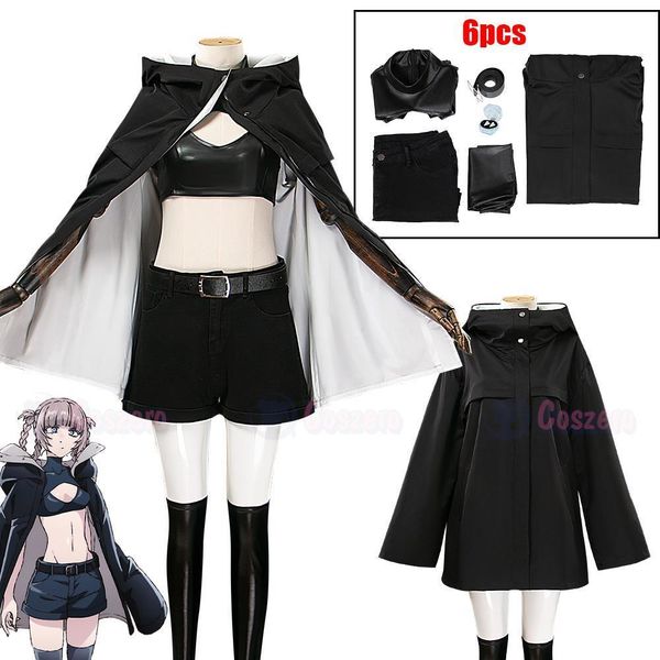 

costume accessories call of the night cosplay nanakusa nazuna wig black cloak jacket leather vest shorts outfit yofukashi no uta 230111, Silver