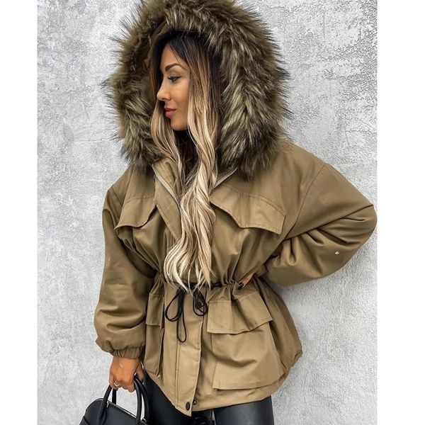 

women's down parkas winter coat cotton jacket warm casual wool liner hooded zipper thicken fashion snow wear padded clothes 230111, Black
