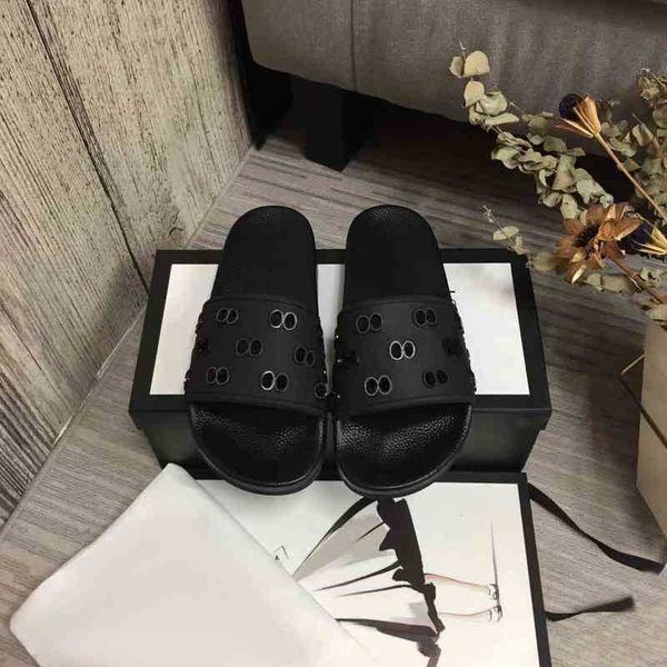 

2023 mens designers slides womens slippers fashion luxurys floral slipper leather rubber flats sandals summer beach shoes loafers gear botto, Black