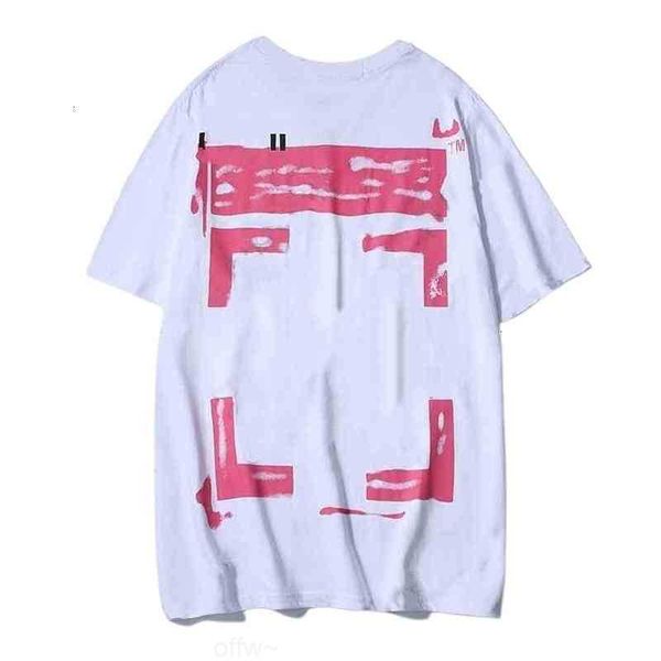 

ofs luxury t-shirt men's off s offs digital pink arrow short sleeve hand painted women's loose printed letter x on the back 5gkq, White;black