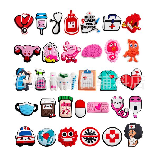 

medical collection shoe nurse charms nurse doctor pill red pin pieces party gifts charms shoe accessories pvc decoration buckle soft rubber, Blue