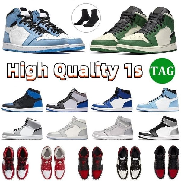 

2022 new jumpman 1 1s basketball shoes og high pine green black court purple royal bred toe nc obsidian unc game sneakers trainers 36-47