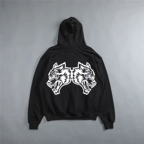 

men's hoodies sweatshirts darc sport mens thick fleece hip hop wolf print classics velvet fabrics oversize s 3xl 230110, Black