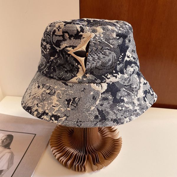 

hats designers design fashion designer Atmosphere letter sunshade Embroidery bucket leisure cap temperament versatile hat couple travel wear nice s, Sky blue