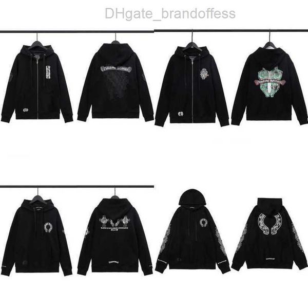 

fashion luxury jackets men's sweatshirts men women classic hoodies ch zipper hooded sweater designer cross pullover sanskrit hoodie cas, Black;brown