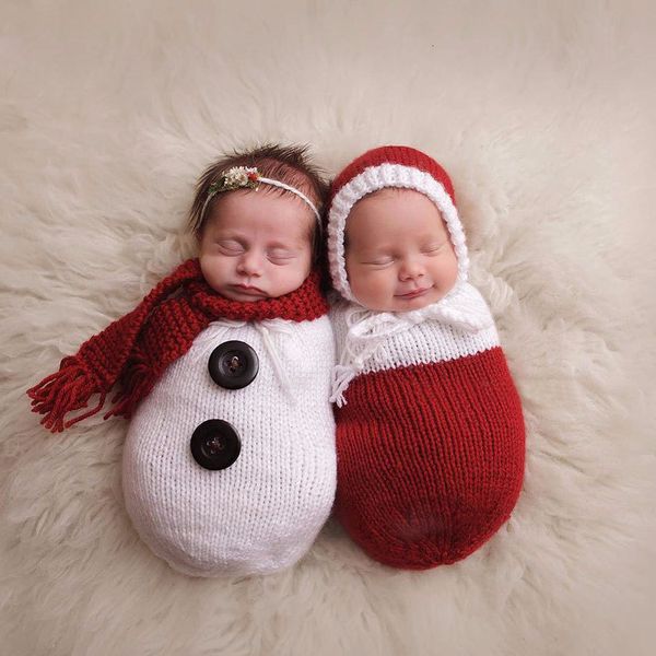 

caps hats born pography props wraps christmas snowman bebe crochet knitted sleeping bag with scarf/hat pictures costumes 230111, Yellow