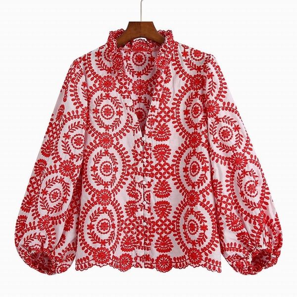 

women's blouses shirts embroidered blouse women fashion long sleeve blusas fitted clothing female shirt slim lady wears 230111, White