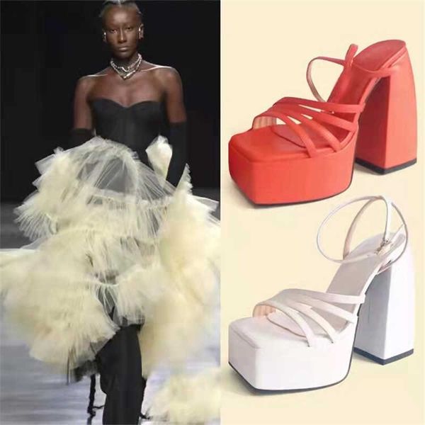 

dress shoes sandals 2022 new ladies high heels lace-up combination fish mouth sandals waterproof platform buckle wedding sandals red large s, Black